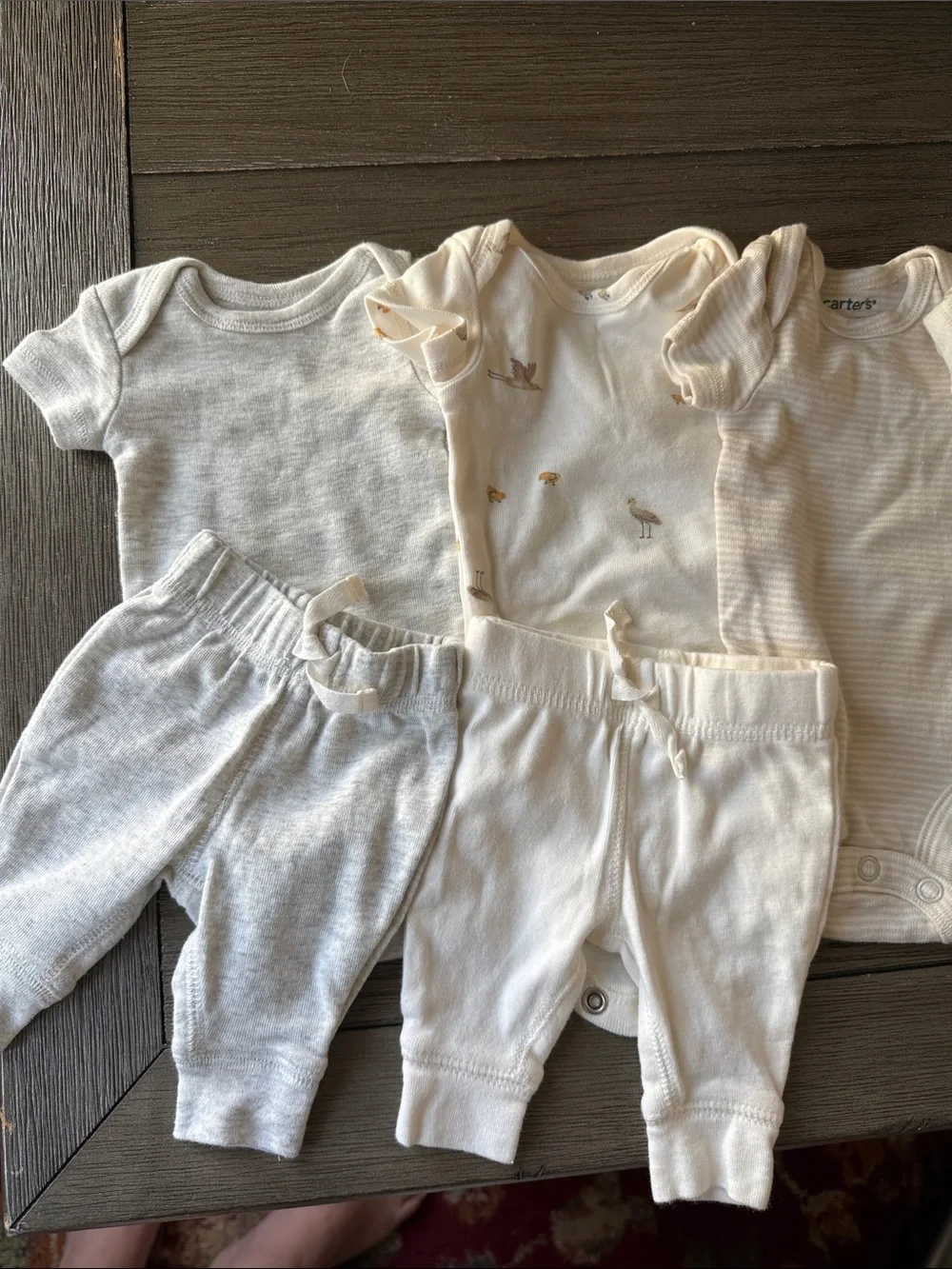 NWOT Carter's Neutral Cream & Beige Baby Onesie Set - Picture 7 of 7